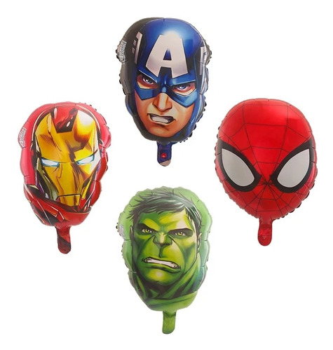 4 Globos Súper Héroes, Iron Man, Hulk, Cap.america,spiderman