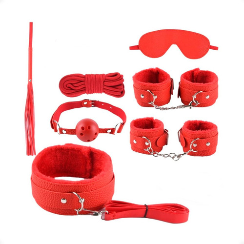 Kit Bdsm Eco Cuero Completísimo 7 Pzas Esposas Fetish Kubo