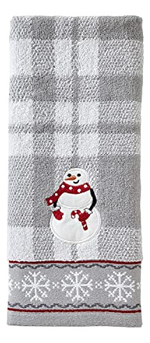 Toallas Mano Muñeco Nieve Algodón Gris Pack 2
