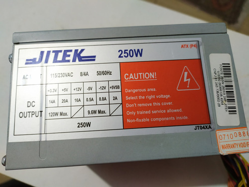 Imagem 4 de 8 de Fonte Atx De Pc 250w Jitek 115/230v 50/60hz