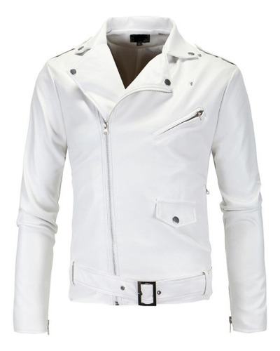 Chaqueta Biker Slim Fit De Hombre Con Cremallera Diagonal