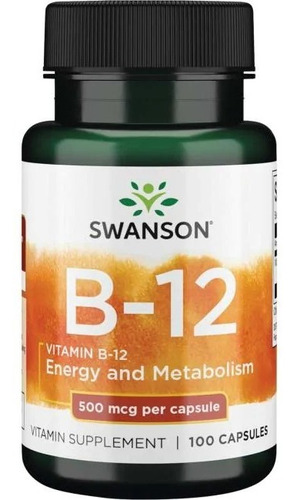 Vitamina B12 Como Cianocobalamina 100 Capsulas 500 Mcg