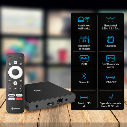 Intv-1000 Tv Box 4k Android 16gb Convierte Tu Tv En Smart Tv Negro Si