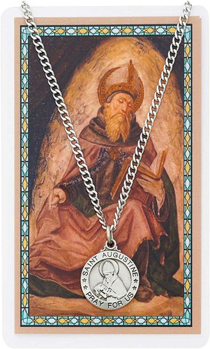 Colgante De Medalla De Peltre De San Agustín De 3/4 Pulgadas