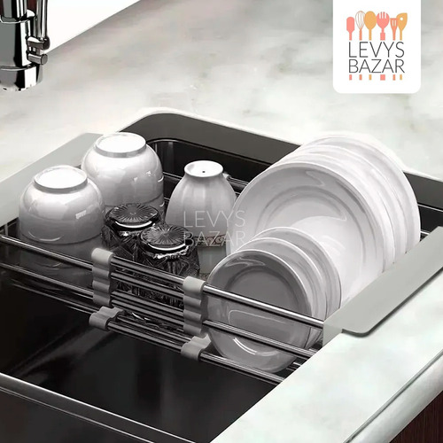 Escurridor Extensible Cocina Bacha Fruta Verdura -color Gris