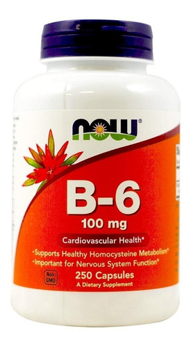 Vitamina B6 100mg - 250 Capsulas- Now - Piridoxina Importada
