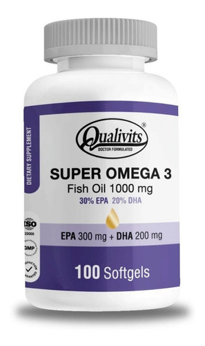 Super Omega 3 Qualivits 100 Cápsulas Blandas 1000 Mg Epa Dha