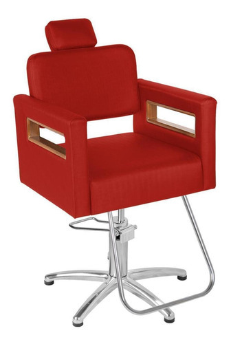 Cadeira Cabeleireiro Ravenna Prime Fixa Cor Vermelha Pentapé
