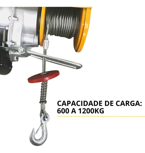 Guincho Talha Elétrico com Trolley 600/1200Kg Içamento Arraste 220V Importway Iwget-600/1200-02