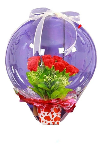 10 Globo Burbuja Transparente Ramos Flor #24-30 Boca Ancha