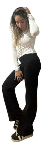 Pantalón Jogging Frizado De Invierno Mujer Ancho Tiro Alto