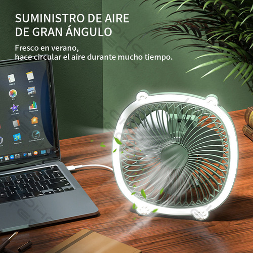 Ventilador Portátil Usb Con Luz Nocturna 3 Velocidades Ventilador De Escritorio Rosa Loho Tech