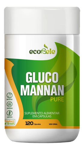 1 Pote Glucomannan 120 Cápsulas 750mg Puro Sem Sabor