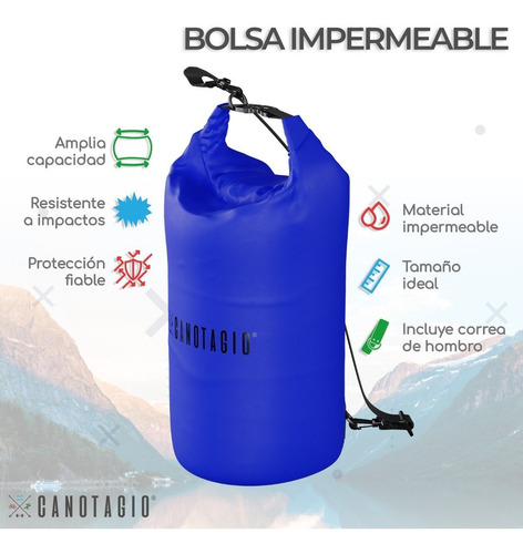 Bolsa Seca Impermeable P/ Pesca Campismo Playa Buceo 10 Lts Color Azul marino