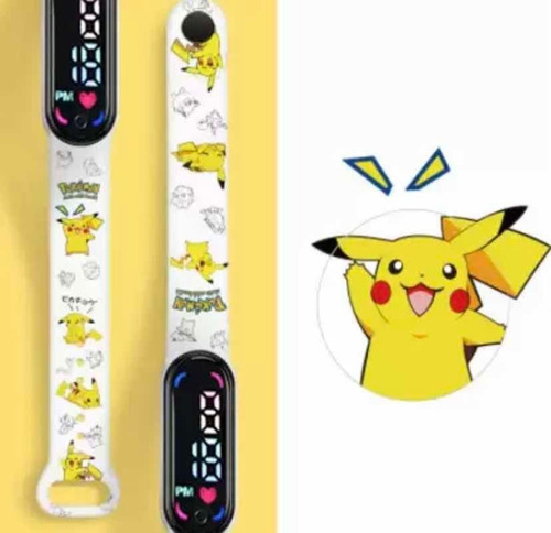 Pokémon Reloj Digital Niños White Pikachu Resistente Agua