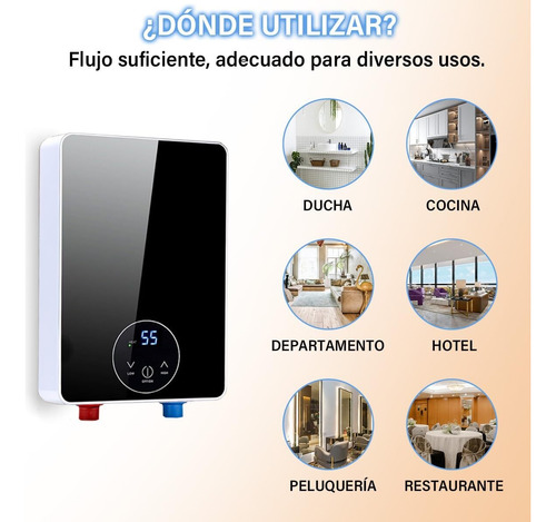 Calentador Agua Eléctrico Sin Tanque, Temperatura Ajustable