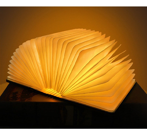 Lámpara De Libro Pequeña De Arce Blanco Con Luz Bicolor