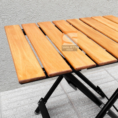 Mesa Plegable Ratona Aluminio Madera Negra 60x50 Premium