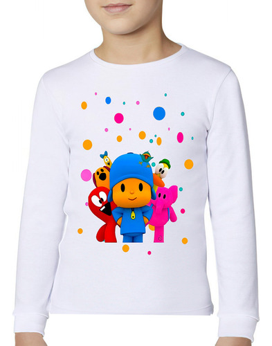 Polera Manga Larga Estampada 100%algodón Unisex Pocoyo 101