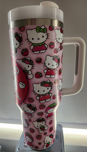 Vaso Térmico Hello Kitty Modelo 3 Rosa Corazones