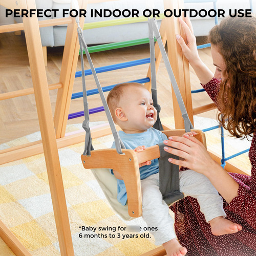 Silla Columpio Para Niños Interiores Madera De Haya Algodón Columpio De Bebé Para Gimnasio