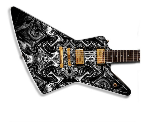 Skin Cgw Creativelab Fractal Wood Bw Adesivo Guitarra Violao