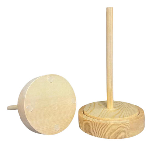 Soporte De Carrete De Hilo Giratorio De Madera Multiusos
