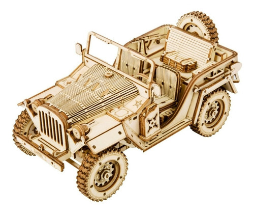 Jeep Army Robotime Madera Armar Bloques Niños Engranes