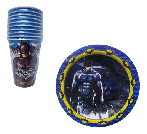 Batman.  Kit Fiesta Para 40 Niños, Platos, Vasos