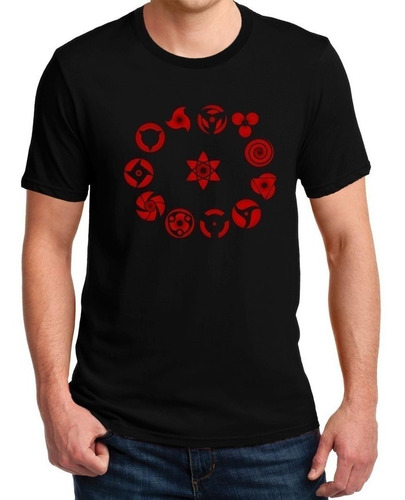 Imagen 2 de 5 de Polera Estampada Naruto Sharingan Ojos Simbolo Anime Manga
