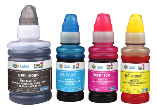 Gi-190 Pack 4 Colores Para Canon Con G2100 G2110 G3110