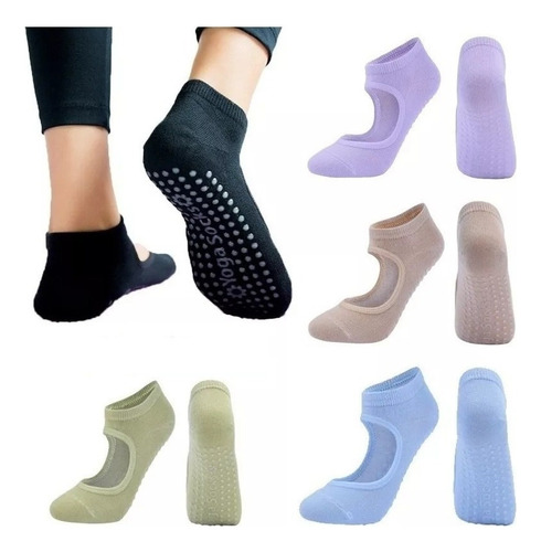 5 Pares De Calcetines Antideslizantes Para Yoga Pilates