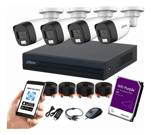 comprar Cctv Kit Dahua Full Color 4 Cam 2mp 1080 Lite +1tb Tienda9cl