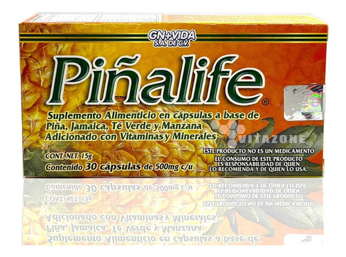 Piñalife 30 Cápsulas Gn+vida Piña Jamaica Te Verde Manzana