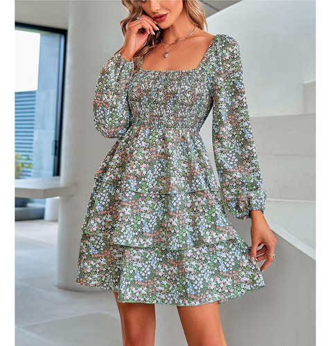 Vestido De Mujer Elegante Con Volantes Columpio Patrón