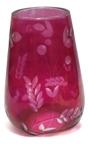Antigo Vaso Em Bloco De Cristal Roxa Bohemia 22557 Rrdeco (Usado)