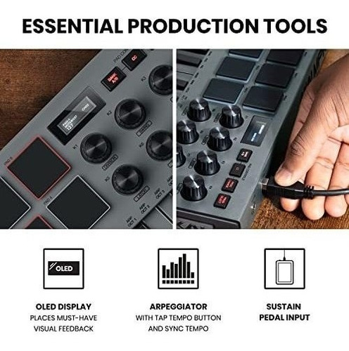 Imagen 3 de 5 de Akai Professional Mpk Mini Mk3 - Controlador De Teclado Mid