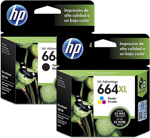 Kit 2 Cartuchos De Tinta Hp 664xl (f6v30al/f6v31al)