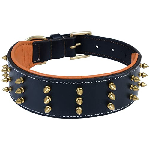 Collar De Perro De Cuero Genuino Púas | Resistente De ...