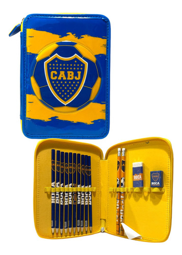 Cartuchera Boca Juniors + Set De Utiles + Calidad + Completa