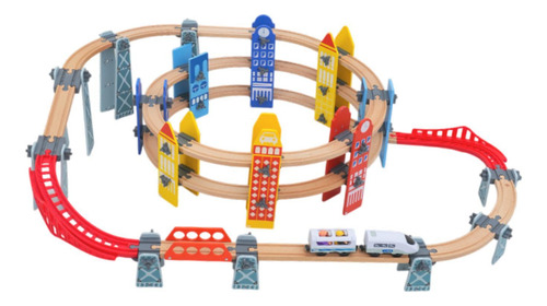 Juego De VĂas De Tren De Madera Con Ciudad Rascacielos