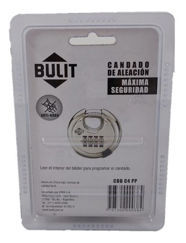 Candado De Combinación Máxima Seguridad Bulit