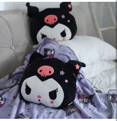 Almohada Con Manta 3 En 1 Kuromi 30x40 Cm En Bolsa Regalo Negro Kuromi