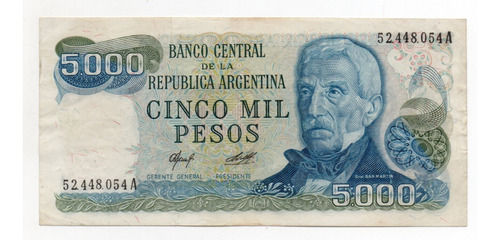 Billete Argentina 5000 Pesos Ley Bottero 2465b Mb+