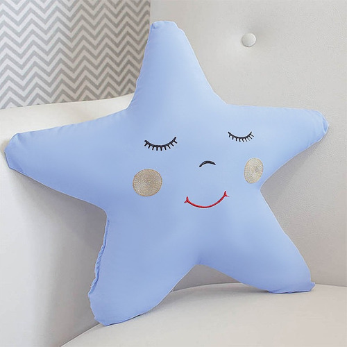 Almofada Decorativa Bebê Estrela Infantil Menino Menina Cor Azul