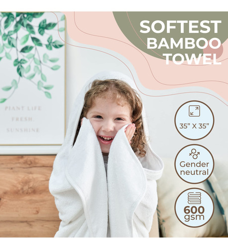 Toalla De Baño Con Capucha Para Bebé Y Niño 35x35 Blanco Nombre Del Diseño