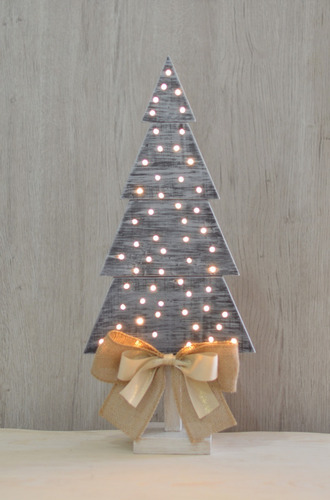 Arbol Pino Navidad Madera Vintage 55 Luces Led Hecho A Mano