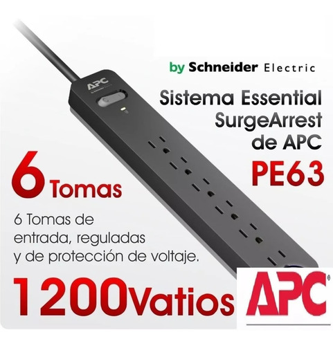 Regleta Apc Con Supresor De Picos 6 Tomas 1200w