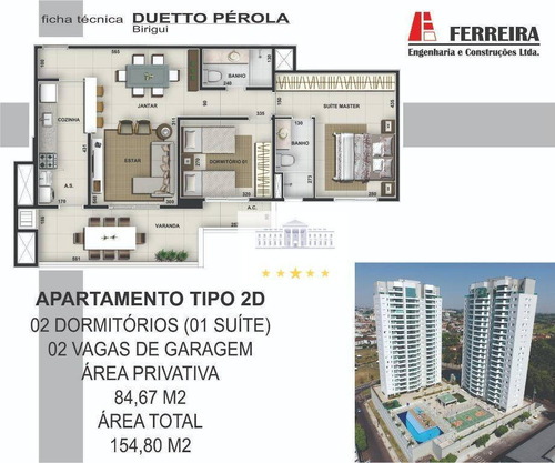 Imagem 10 de 24 de Apartamento Com 2 Dormitórios , 1 Suite À Venda, 84 M², Lazer Completo - Parque Das Paineiras - Birigüi/sp - Ap1057