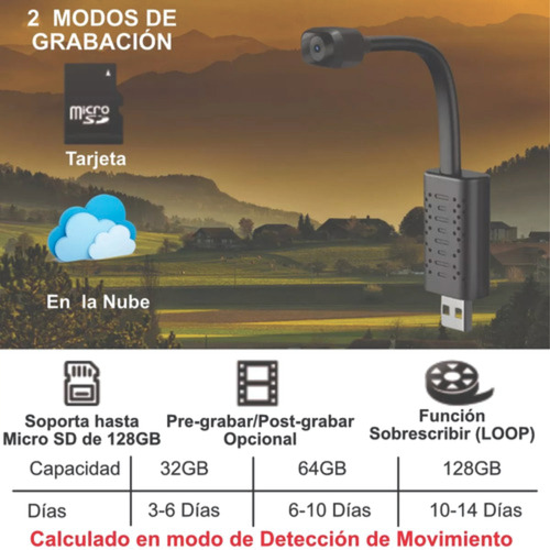 Mini Cámara Espía Usb Flexible App V720 Wifi Hd 1080p